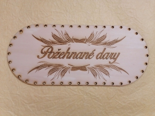 Preglejkový poklop na chlebník oválny Požehnané dary 3mm - 33,5x14,5cm ( na úchytku)