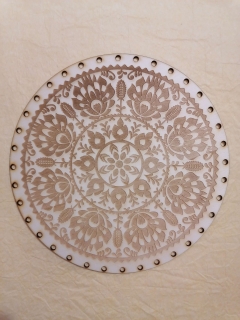 Preglejkové dno gravírované na opletanie 3mm Ľudový motív1 - Ø 24cm