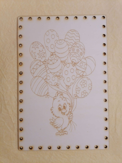 Preglejkové dno na opletanie gravírované obdĺžnik 3mm - 35x25cm Kuriatko
