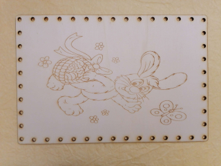Preglejkové dno na opletanie gravírované obdĺžnik 3mm - 35x25cm Zajko
