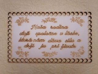 Preglejkové dno na háčkovanie gravírované obdĺžnik 3mm 25x15cm - Naša rodina