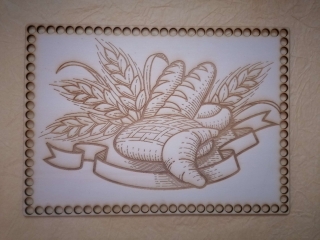 Preglejkové dno na háčkovanie gravírované obdĺžnik 3mm - 35x25cm Chlieb