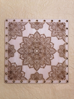 Preglejkové dno gravírované na opletanie štvorec 3mm 15x15cm Mandala1