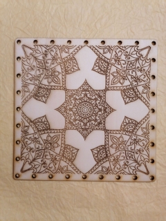 Preglejkové dno gravírované na opletanie štvorec 3mm 15x15cm Mandala4