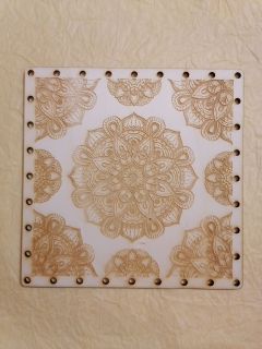 Preglejkové dno gravírované na opletanie štvorec 3mm 15x15cm Mandala6