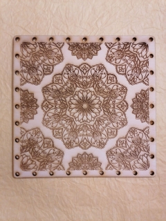 Preglejkové dno gravírované na opletanie štvorec 3mm 20x20cm Mandala5