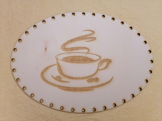 Preglejkové dno gravírované elipsa 3mm - 27x19cm Káva4