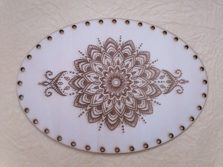 Preglejkové dno gravírované elipsa 3mm - 23x17cm Mandala6