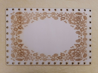 Preglejkové dno na opletanie gravírované obdĺžnik 3mm - 25x15cm Ľudový motív4