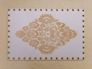 Preglejkové dno na opletanie gravírované obdĺžnik 3mm - 30x20cm Ľudový motív2