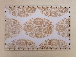 Preglejkové dno na opletanie gravírované obdĺžnik 3mm - 35x25cm Ľudový motív3