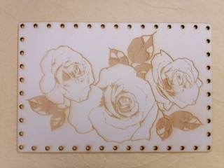 Preglejkové dno na opletanie gravírované obdĺžnik 3mm - 40x30cm Ruže