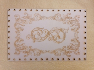 Preglejkové dno na opletanie gravírované obdĺžnik 3mm - 40x30cm Ornament1