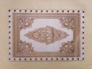 Preglejkové dno na opletanie gravírované obdĺžnik 3mm - 25x15cm Mandala3