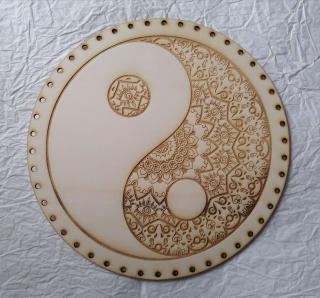 Preglejkové dno gravírované na opletanie 3mm Jin a Jang1 - Ø 26cm