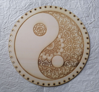 Preglejkové dno gravírované na opletanie 3mm Jin a Jang1  - Ø 20cm