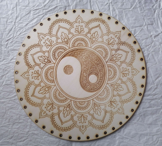 Preglejkové dno gravírované na opletanie 3mm Jin a Jang2  - Ø 20cm