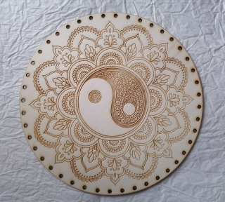 Preglejkové dno gravírované na opletanie 3mm Jin a Jang2 - Ø 30cm