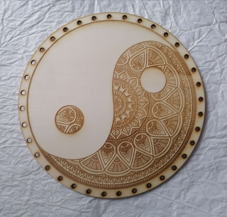 Preglejkové dno gravírované na opletanie 3mm Jin a Jang3 - Ø 30cm