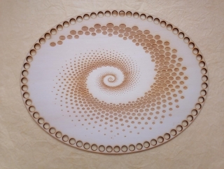 Preglejkové dno gravírované na háčkovanie elipsa 33x25cm - Mandala2