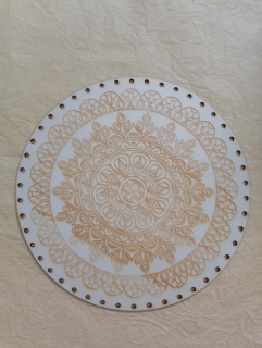 Preglejkové dno gravírované na opletanie 4mm Mandala14  - Ø 22cm