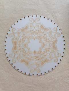 Preglejkové dno gravírované na opletanie 4mm Mandala12  - Ø 26cm