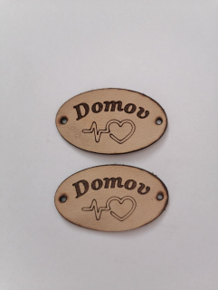 Kožený štítok 50x30  domov - prírodný