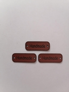 Štítok Ekokoža 3x1cm Handmade - tmavo hnedý