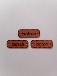 Štítok Ekokoža 3x1cm Handmade - hnedý