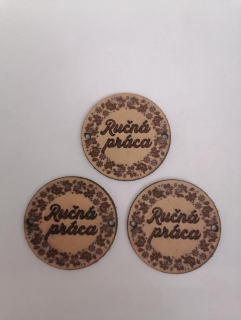 Kožený štítok guľatý 40mm Ručná práca - prírodný