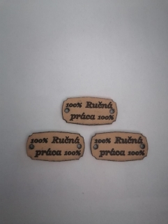 Kožený štítok 35x18 100% ručná práca -  prírodný