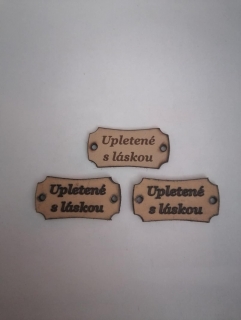 Kožený štítok 35x18 upletené s láskou -  prírodný