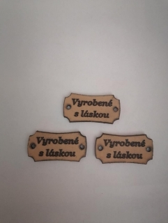 Kožený štítok 35x18 vyrobené s láskou -  prírodný