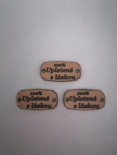 Kožený štítok 35x18 100% upletené s láskou -  prírodný