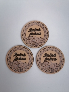 Kožený štítok guľatý 40mm Ručná práca 2- prírodný