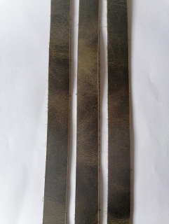 Kožený pás 2cm široký, dĺžka 60cm - tmavo olivový melír