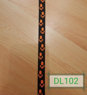Popruh vzorovaný tlapka 15mm - DL102 oranžový