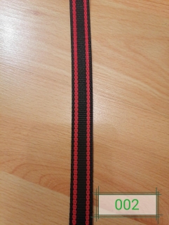 Nosný popruh 20mm - čierny s 2 červenými pruhmi