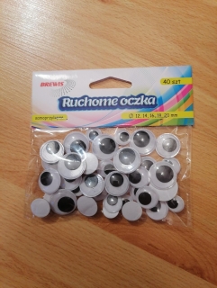 Pohyblivé oči - 12,14,16,18,20 mm 40ks