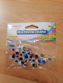 Pohyblivé oči - 8x10,10x15,12x16mm farebné 26ks