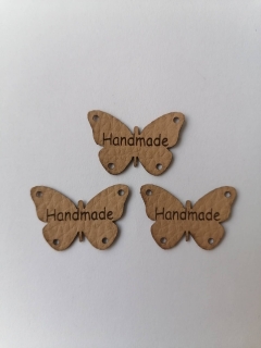 Štítok Ekokoža 3x2cm Handmade motýľ - bežový