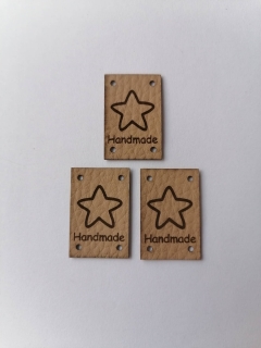 Štítok Ekokoža 3x2cm Handmade hviezda - bežový