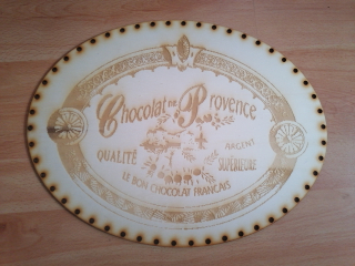 Preglejkové dno gravírované elipsa 4mm - 45x30cm Čokoláda