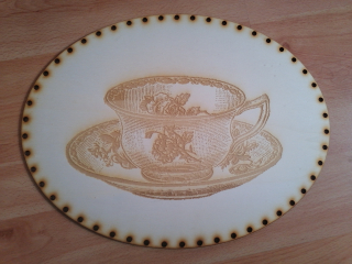 Preglejkové dno gravírované elipsa 4mm - 33x25cm Čaj