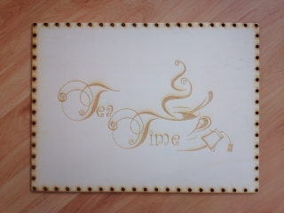 Preglejkové dno na opletanie gravírované obdĺžnik 4mm - 40x30cm Čas na čaj