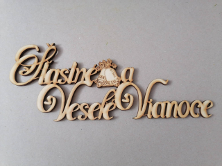 Nápis - Šťastné a Veselé Vianoce 30x12,5cm 
