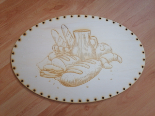 Preglejkové dno gravírované elipsa 4mm - 45x30cm Raňajky