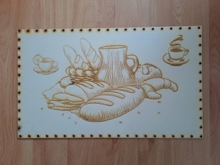 Preglejkové dno na opletanie gravírované obdĺžnik 4mm - 40x30cm Raňajky1
