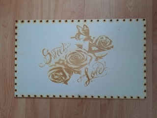 Preglejkové dno na opletanie gravírované obdĺžnik 4mm - 50x30cm Sweet Love