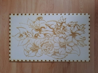 Preglejkové dno na opletanie gravírované obdĺžnik 4mm - 50x30cm Kvety